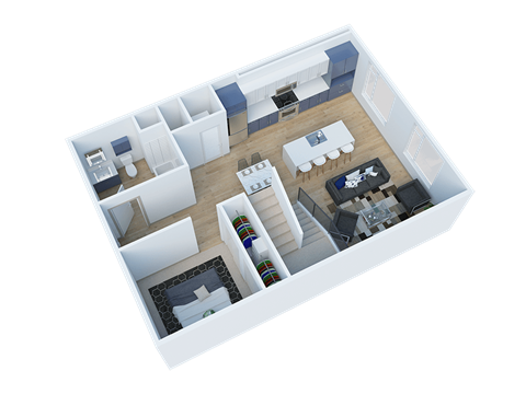 Floor plan for 2 beds, 2 baths, 1124 sqft